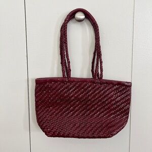 Mango small burgundy leather bag